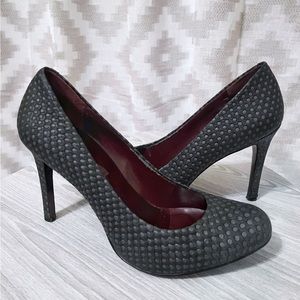 Jessica Simpson black and grey polka-dot pumps, size 8
